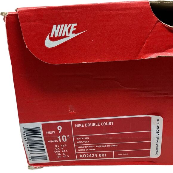 Nike Double Court High Top Womens 10.5 Black Retro Strap Sneakers - Picture 12 of 14